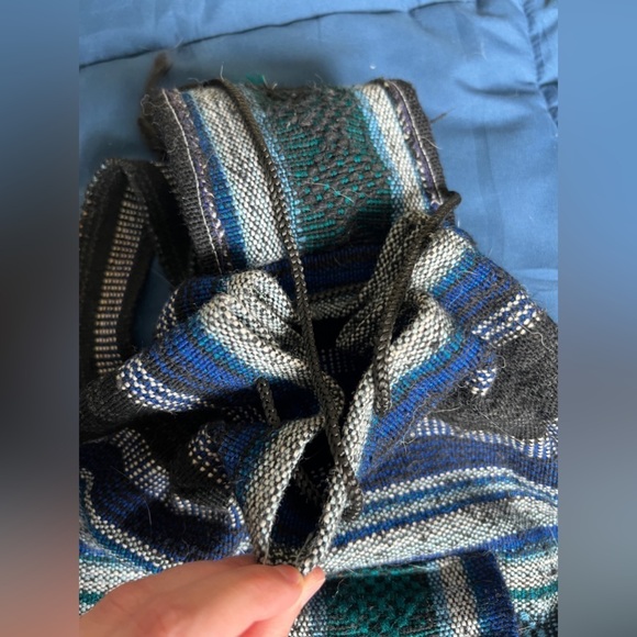 Baja Blue & Green Striped Drawstring Backpack - Picture 6 of 6